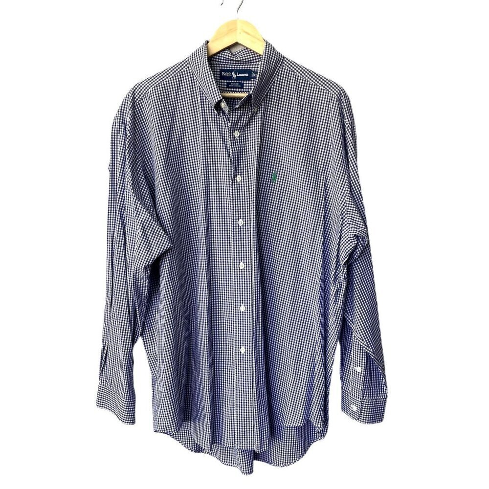 Ralph Lauren Men XL Polo Plaid Blake 100%‎ Cotton Long Sleeve Button Down Shirt